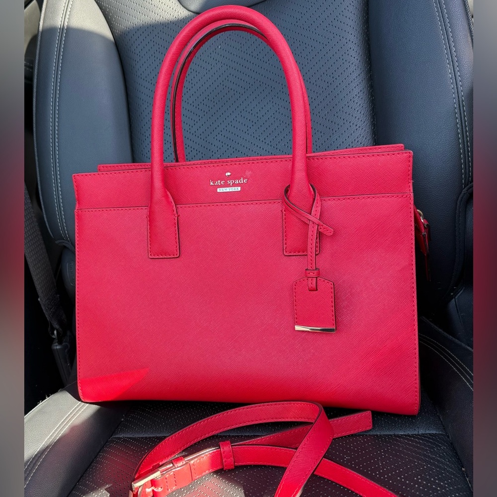 Kate spade Cameron street Candace large satchel rooster red EUC